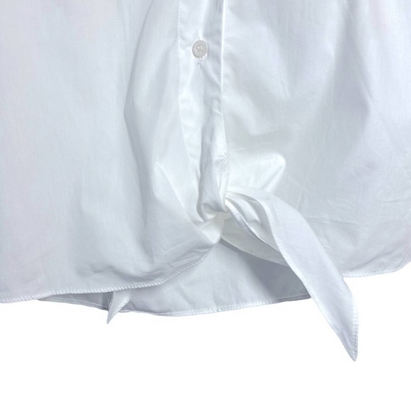 ZARA Cropped Front Tie Button Down Blouse - Picture 5 of 6